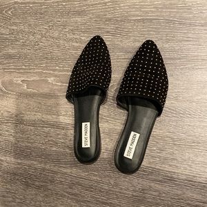 Steve Madden black and gold studded mules